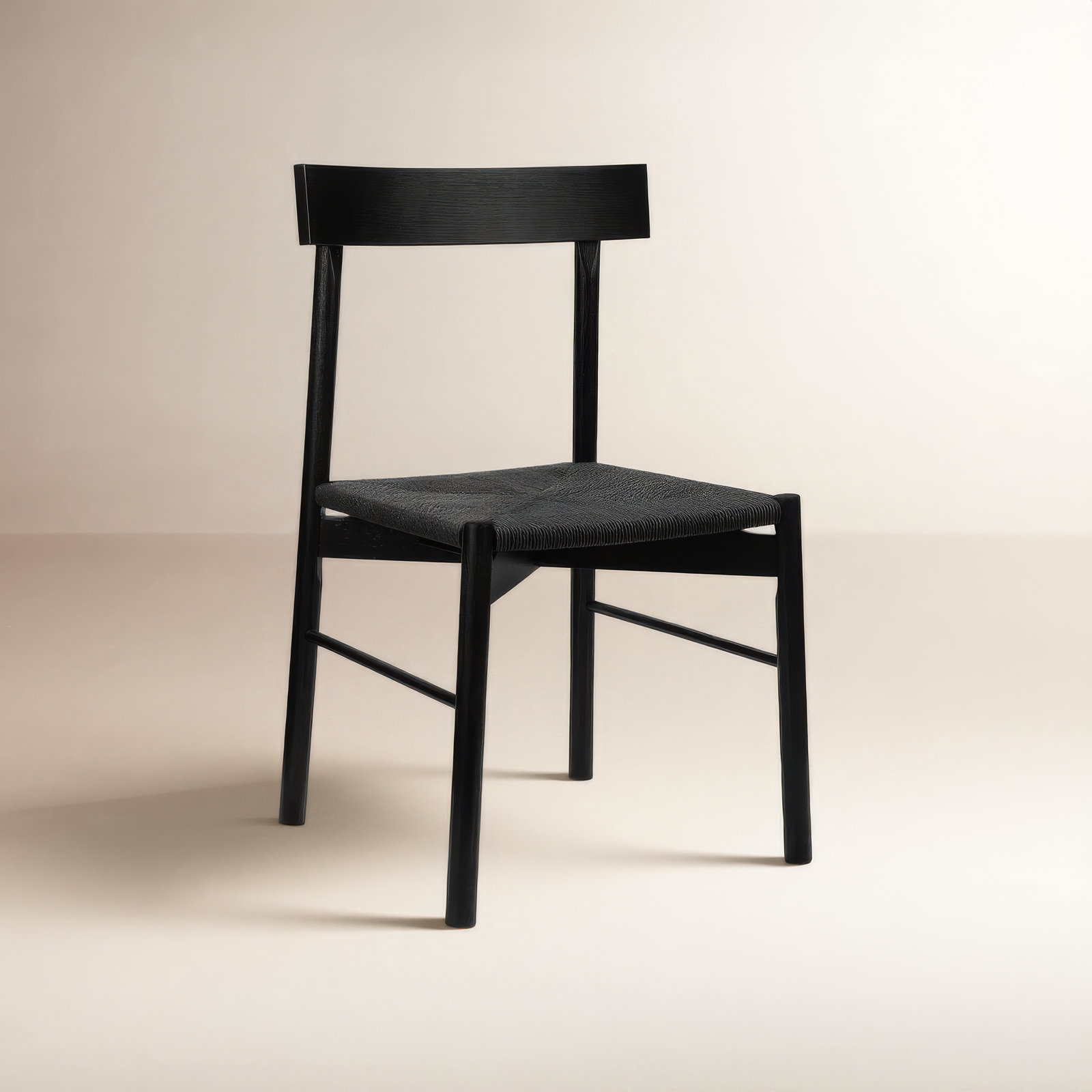 Oak Dining Chair, Pitch Black