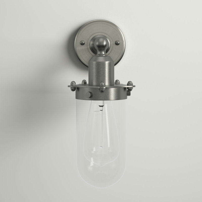 Clymer Armed Sconce, Clear, Brushed Satin Nickel
