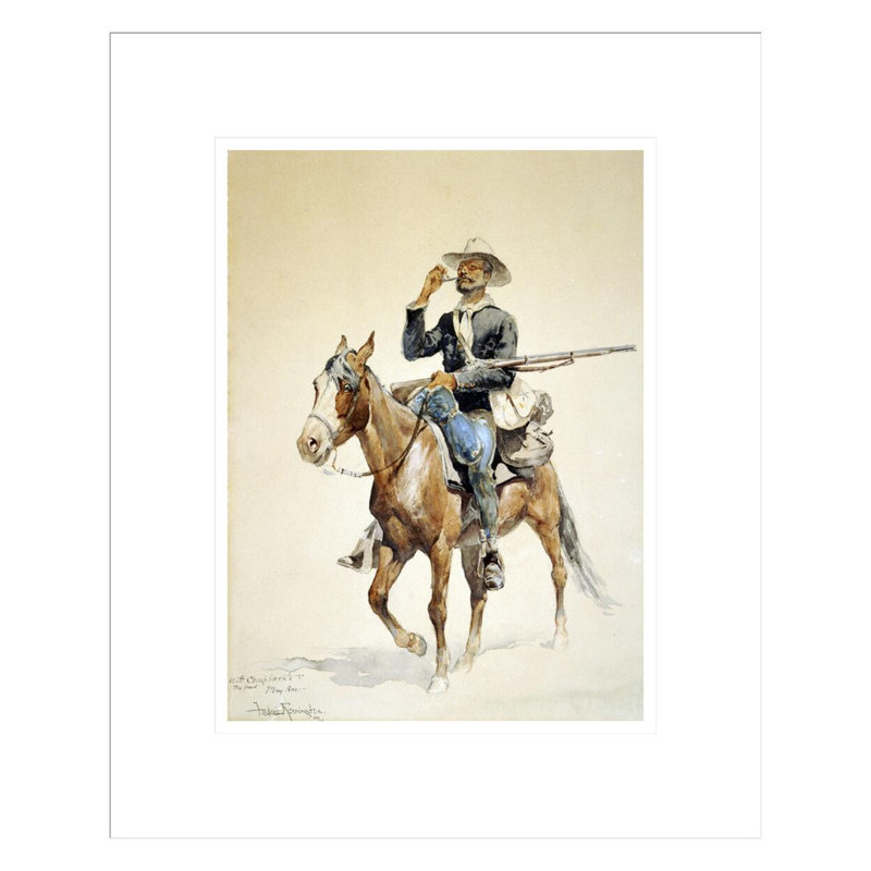 «A Mounted Infantryman» par Frederic Remington - impression giclée encadrée, H 16,72 po x l 13,75 po
