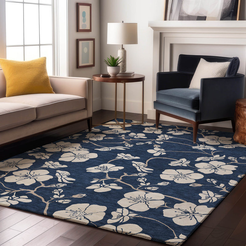 Tapis floral lavable à la machine de qualité supérieure AMF1032, Rectangle 2 pi 6 po x 3 pi 10 po