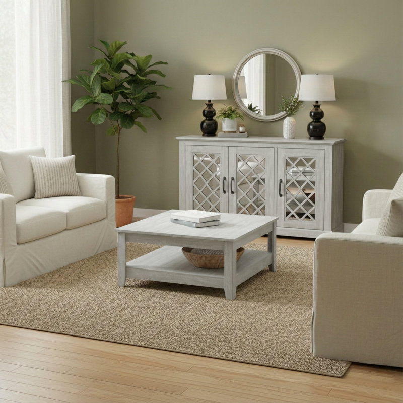 Weddel 2 Piece Living Room Table Set, Dusty Gray Oak