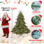 Arbre de Noël artificiel pleine forme 9 pi pré-éclairé, 1100 lumières UL, 3451 pointes de branches mixtes en PE / PVC, base large pour les espaces spacieux, structure à charnières, support en métal stable-817570926-817570916