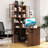 L-Shaped Corner Computer Desk with Drawers, Bookshelf and Hutch-237551811-263692855