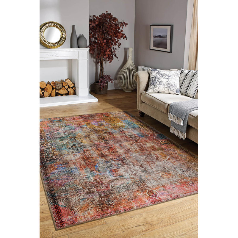 Tapis décoratif multicolore, Rectangle 3 pi 10 po x 5 pi 3 po