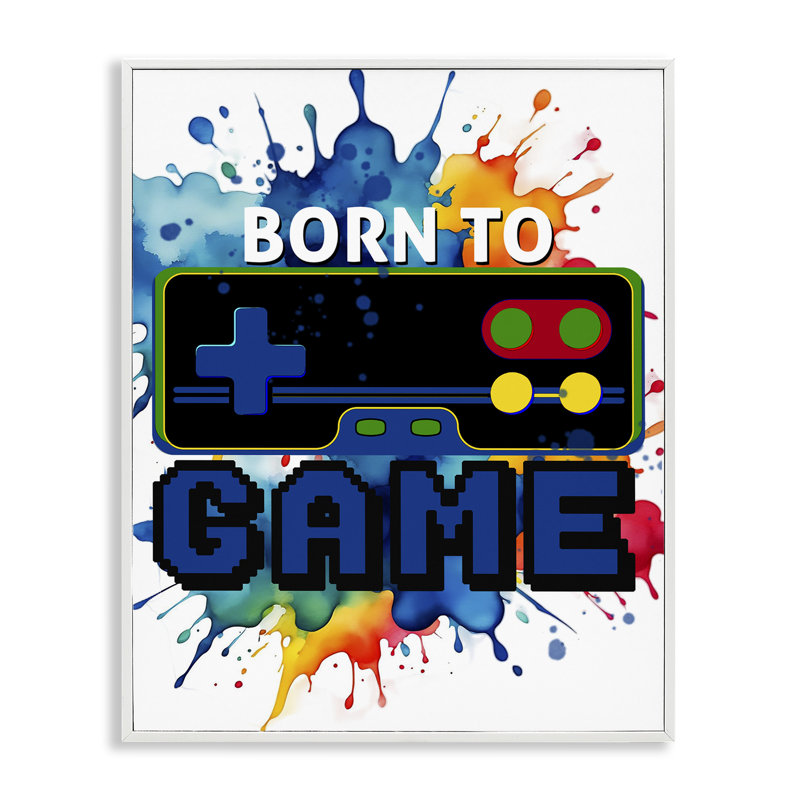 «Born to Game Splash», estampe numérique, conception de Kim Allen, H 14 po x l 11 po
