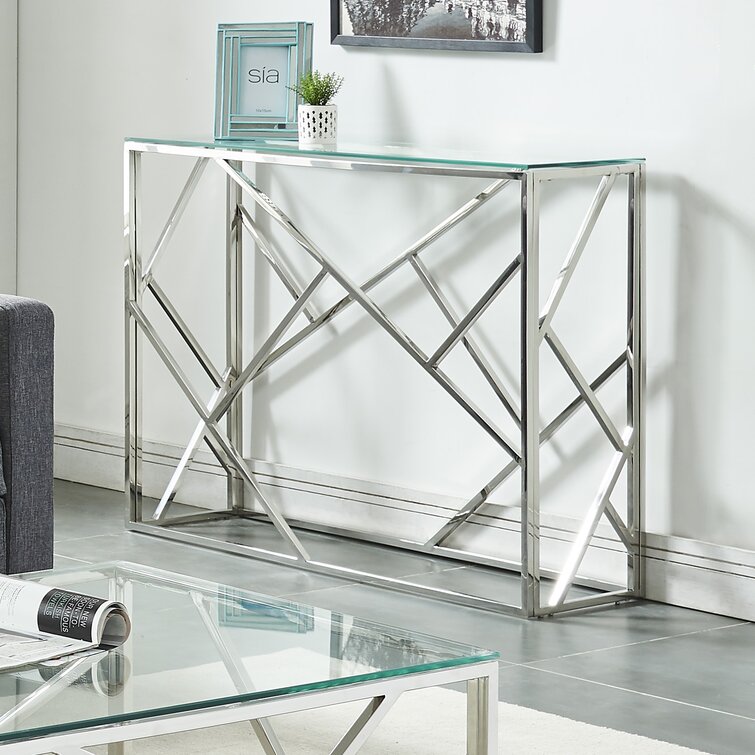 House of Hampton® 39.5'' Glass Top Console Table & Reviews | Wayfair