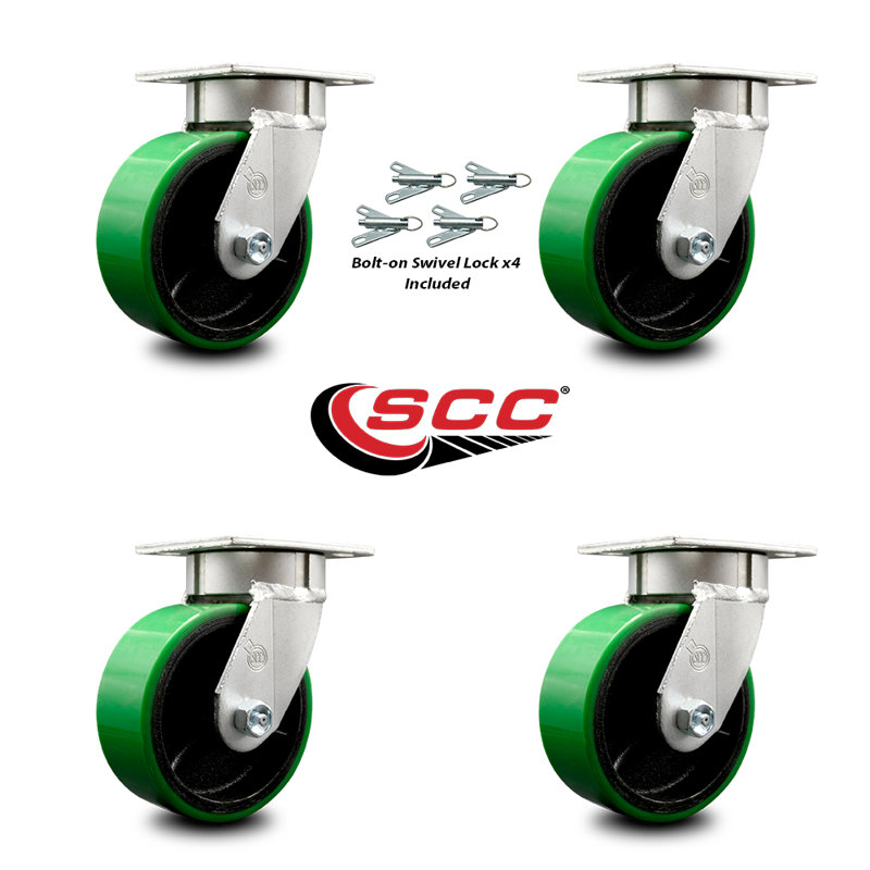Ensemble de roulettes pivotantes avec verrou pivotant Kingpinle, Vert