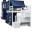 Lit mezzanine simple avec tente et tour-1227184995
