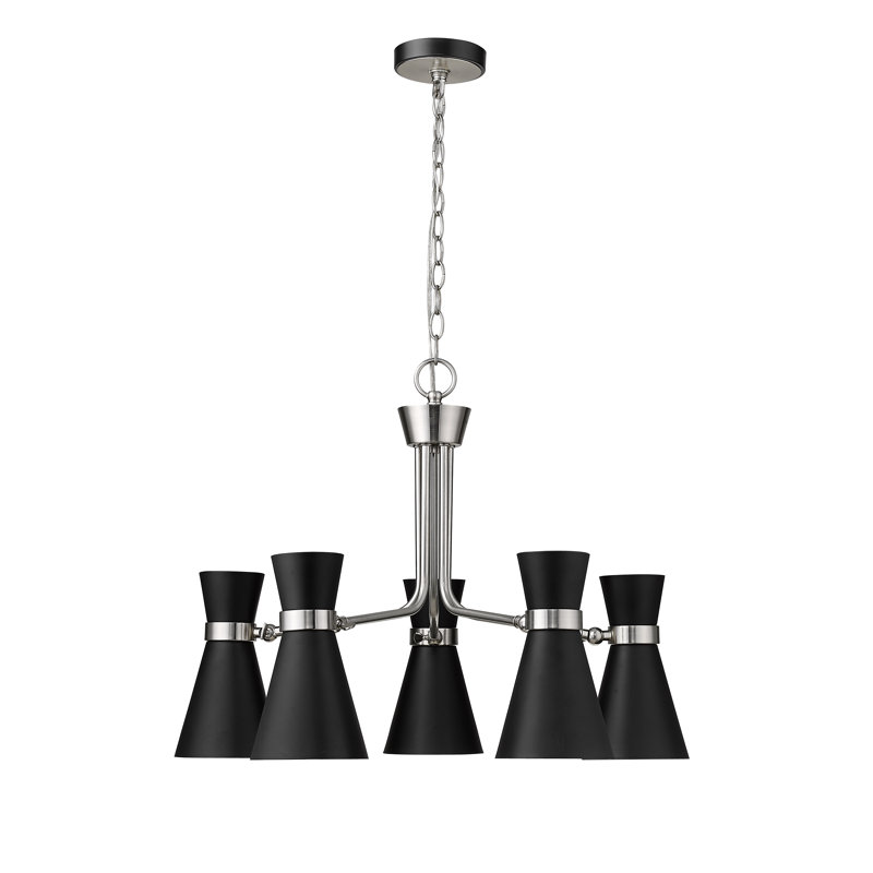Lustre classic 5 lumières unique Fryda, Nickel brossé
