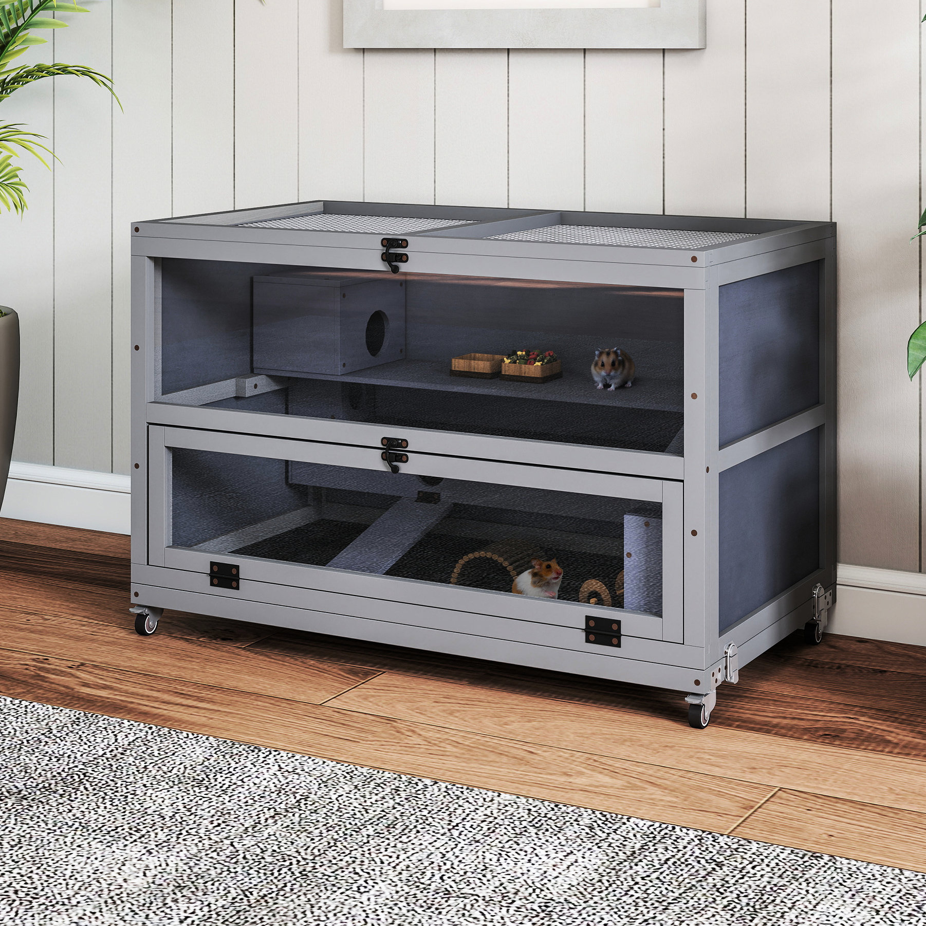Photo inspiration: Fresh Look at Tucker Murphy Pet Gray Hamster Cage Wooden Enclosure With Tunnels