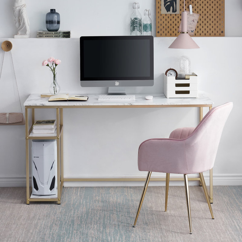 Malaak Metal Base Computer Desk, 29" H x 55" W x 23" D, Left Hand Return