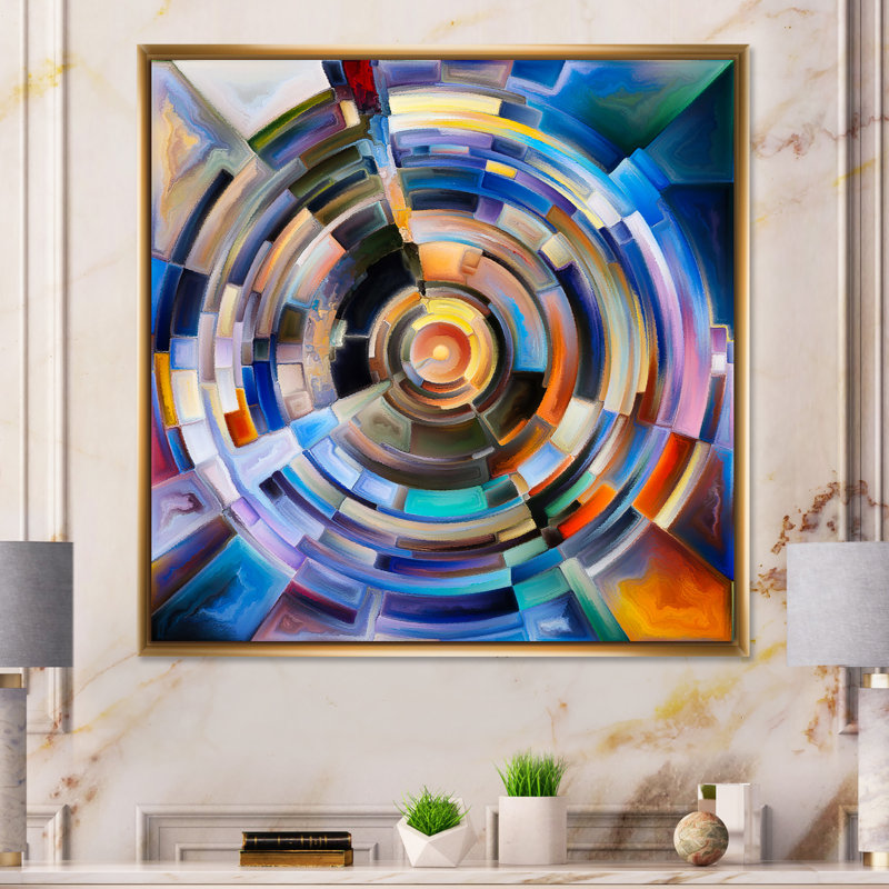 «Prayer Circle Series Disc», reproduction d'art sur toile encadrée, H 36 po x l 36 po x P 1,5 po, Cadre flottant doré