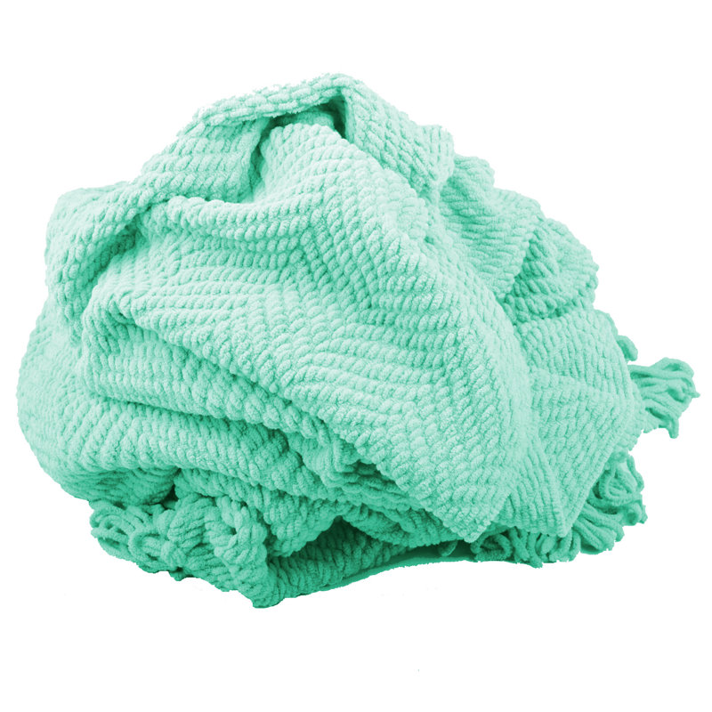 Bay Green Knitted Microfiber Reversible Throw Blanket