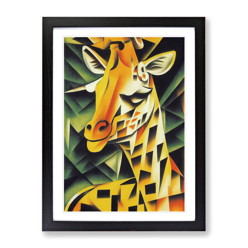 Smiling Giraffe - Framed Print, Black Framed, 34cm H x 25cm W x 2cm D