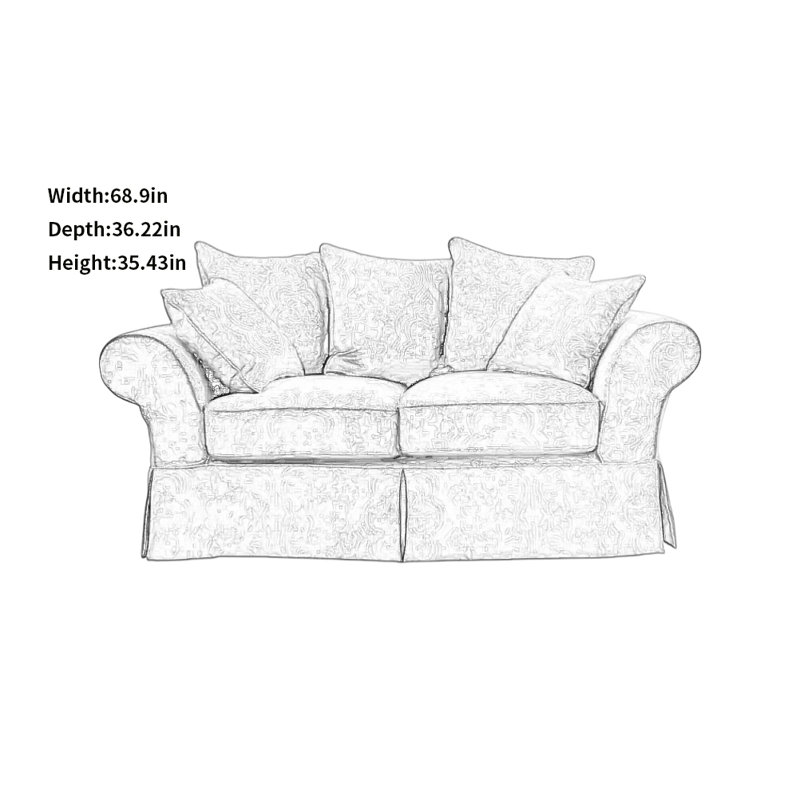 Simple Red Casual Sofa, 35.43" H x 68.9" W x 36.22" D
