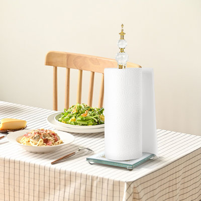 Sparkling Crystal Freestanding Paper Towel Holder ( Square/Gold )