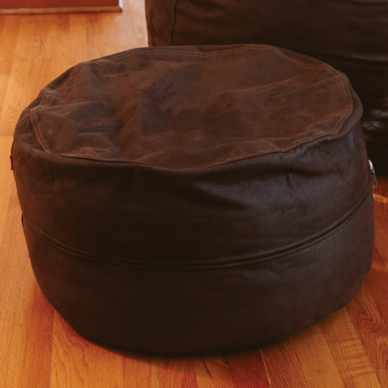Upholstered Pouf, Coffee Faux Leather