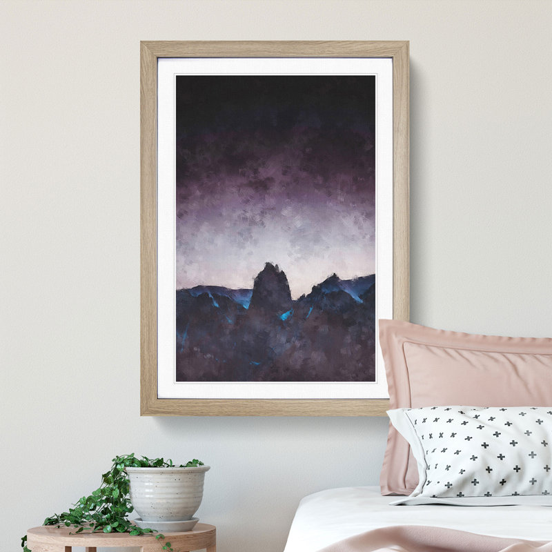 Dusky Mountains - Picture Frame Painting Print, 45cm H x 33cm W x 2cm D, Oak Framed