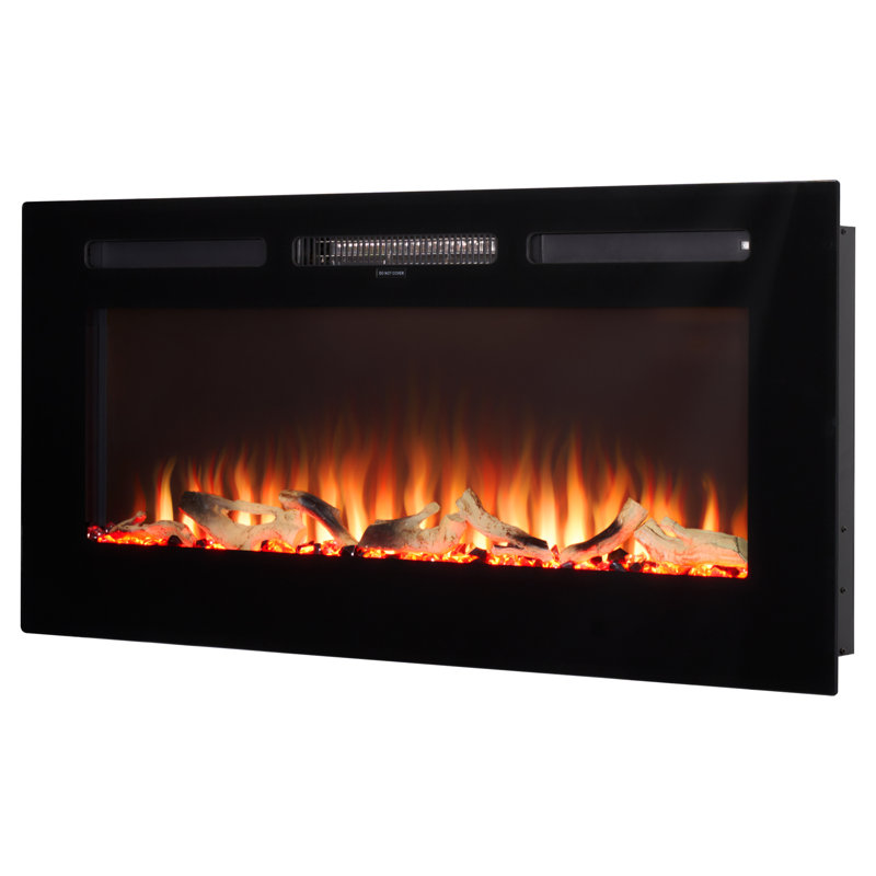 Orlando Adam Black Electric Fireplace Insert, 50" H x 107" W x 12" D