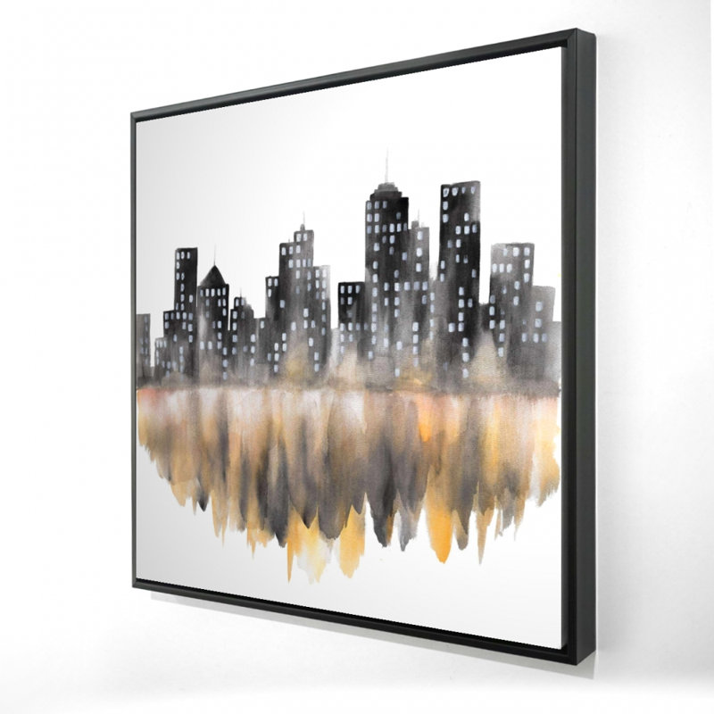 Jaune aquarelle paysage urbain - Toile encadrée pour la décoration intérieure