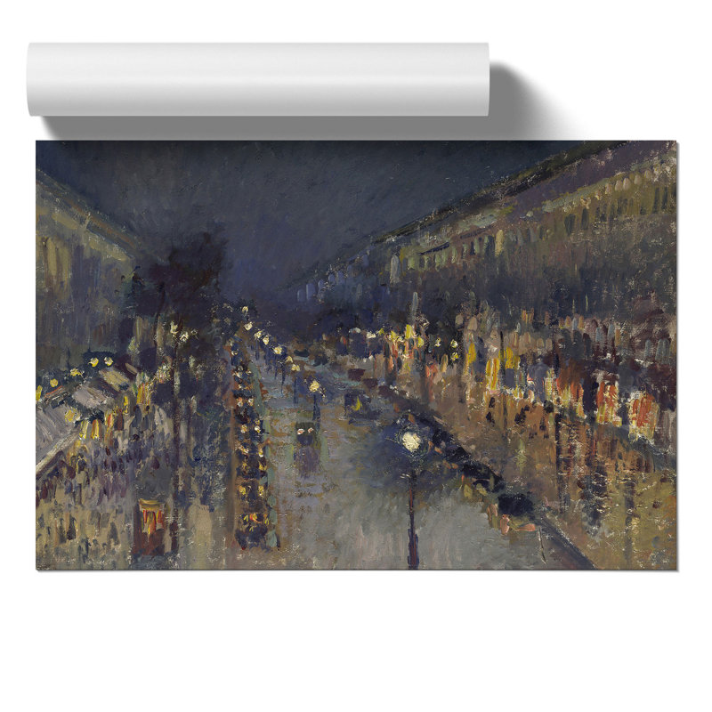 Montmartre Boulevard at Night by Camille Pissarro - Frameless Print, 42cm H x 59cm W x 0.1cm D