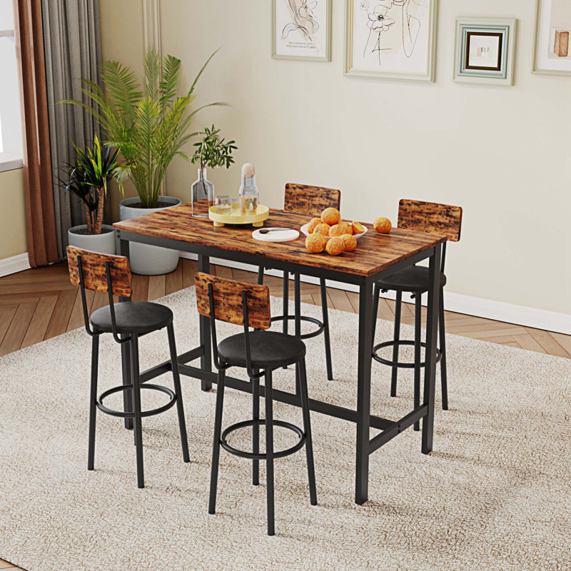 Poteat 4 - Person Dining Set, 34.65"H x 23.62"W x 47.24"L, 5, Rustic Brown
