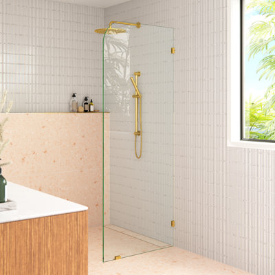 Solaris 32 in. x 78 in. Fully Frameless Radius Single Fixed Shower Panel