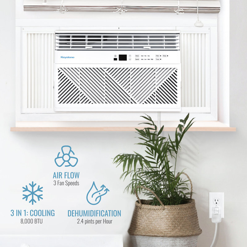 Keystone 8,000 BTU White Window Air Conditioner with Remote