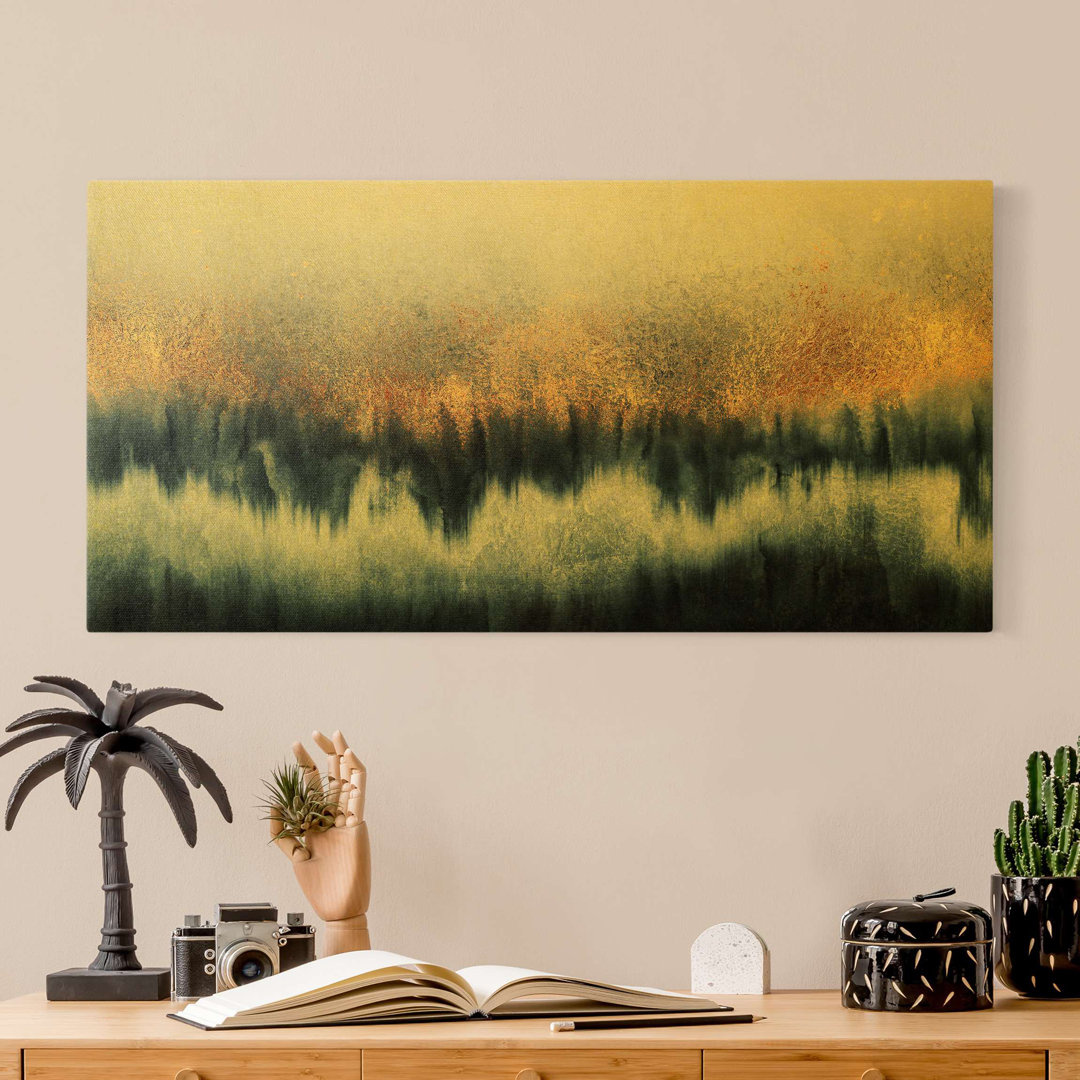 Leinwandbild - Goldener Horizont Aquarell