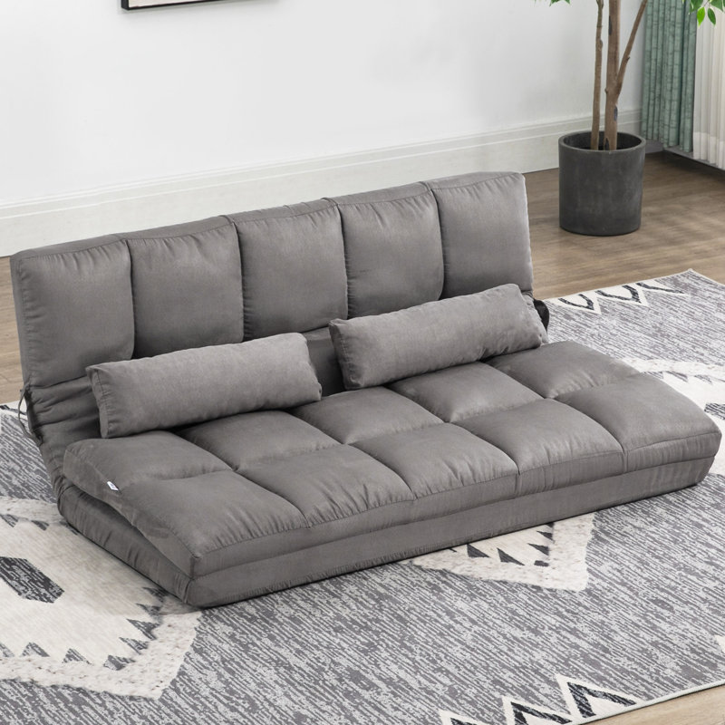 Fauteuil convertible, Polyester gris foncé, H 23,5 po x l 51,25 po x P 28,75 po 
