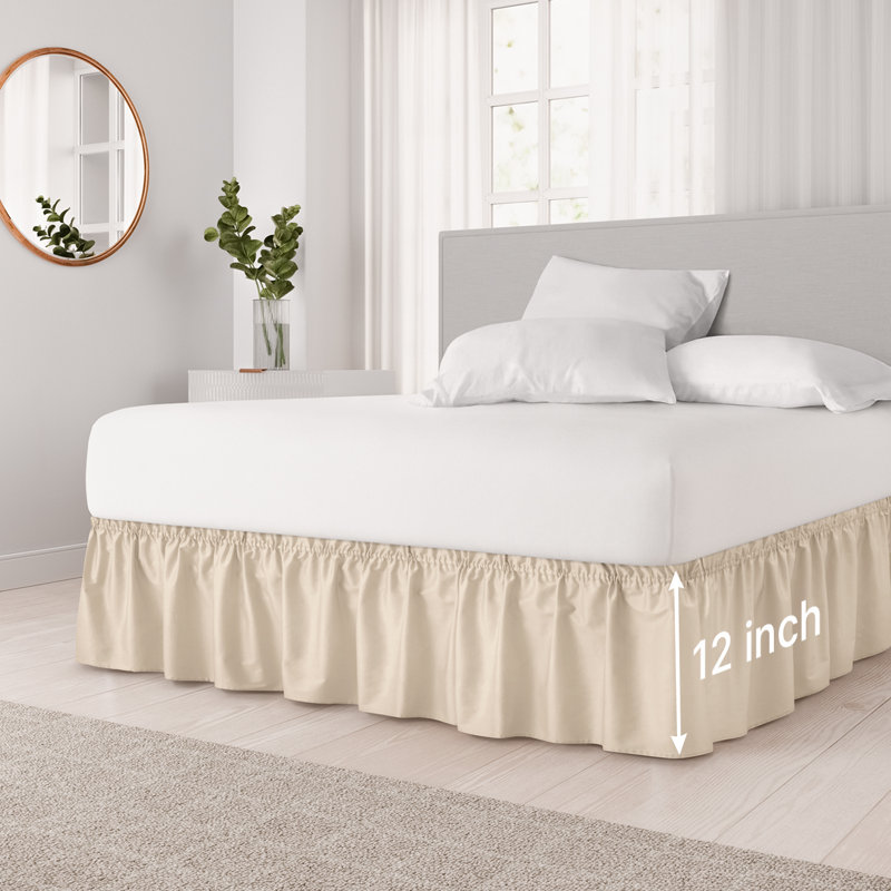 Ruffled Elastic Wrap Around Tailored Bed Skirt