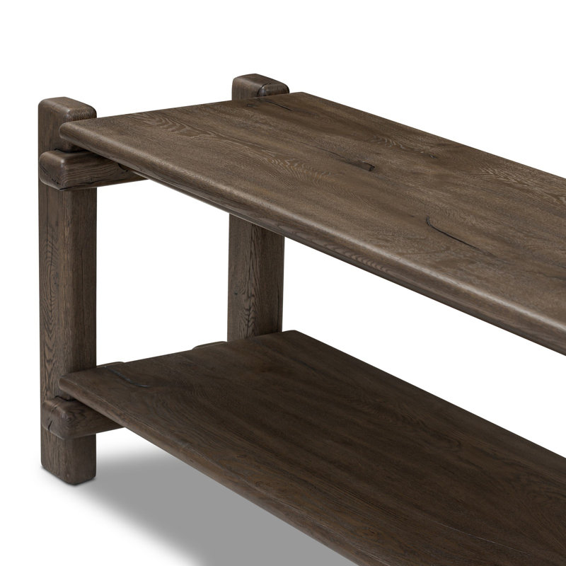 86.75 in. Solid Wood Console Table, 24" H x 86.75" W x 18.75" D, Gray Reclaimed French Oak