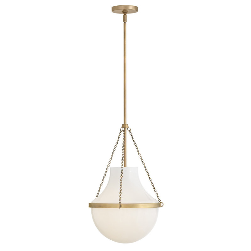 Vena Teardrop Single Light Pendant with Hand-Blown Etched Opal Glass, Gold