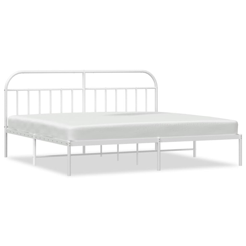 vidaXL Metal Bed Frame Bedroom Bed Base Bedstead Metal Matress Foundation, 193 x 203cm, White