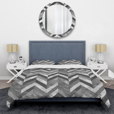 Ensemble de housse de couette à chevrons gris II