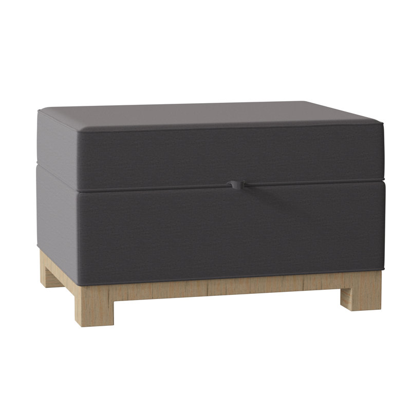 Repose-pieds rectangulaire avec rangement Brandes, Naturel, Mélange de lin performance Lena Alloy