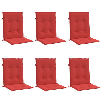 Lowback Chair Cushion Set of 6 Red Oxford Fabric 100 Percent Polyester Patio Chair Cushions