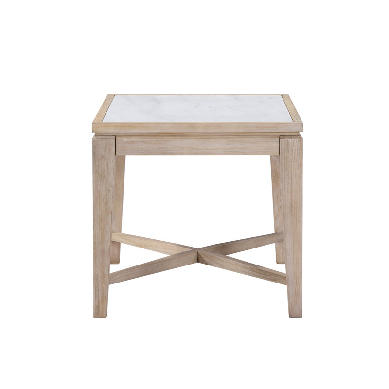 Dorran White Marble Top Square End Table