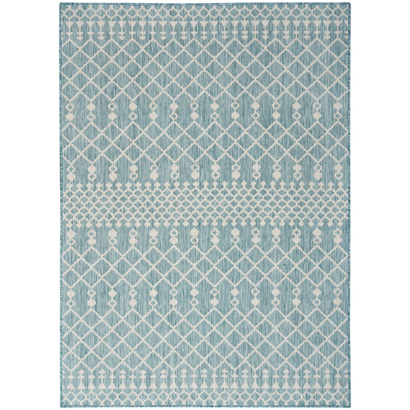 Robbs Rectangle Indoor/Outdoor Area Rug, Rectangle 5' x 7', Aqua/Blue