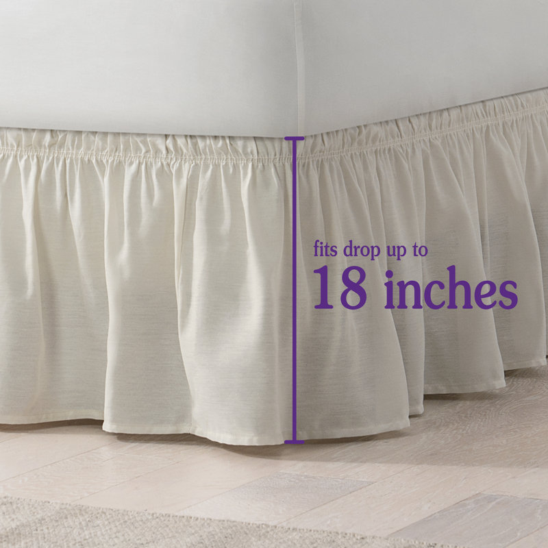  Wrap Around Solid Ruffled 140 Thread Count 17" Bed Skirt, Spa, King