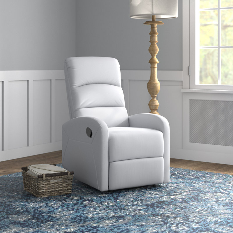 Vadys Faux Leather Recliner, Light Gray Faux Leather