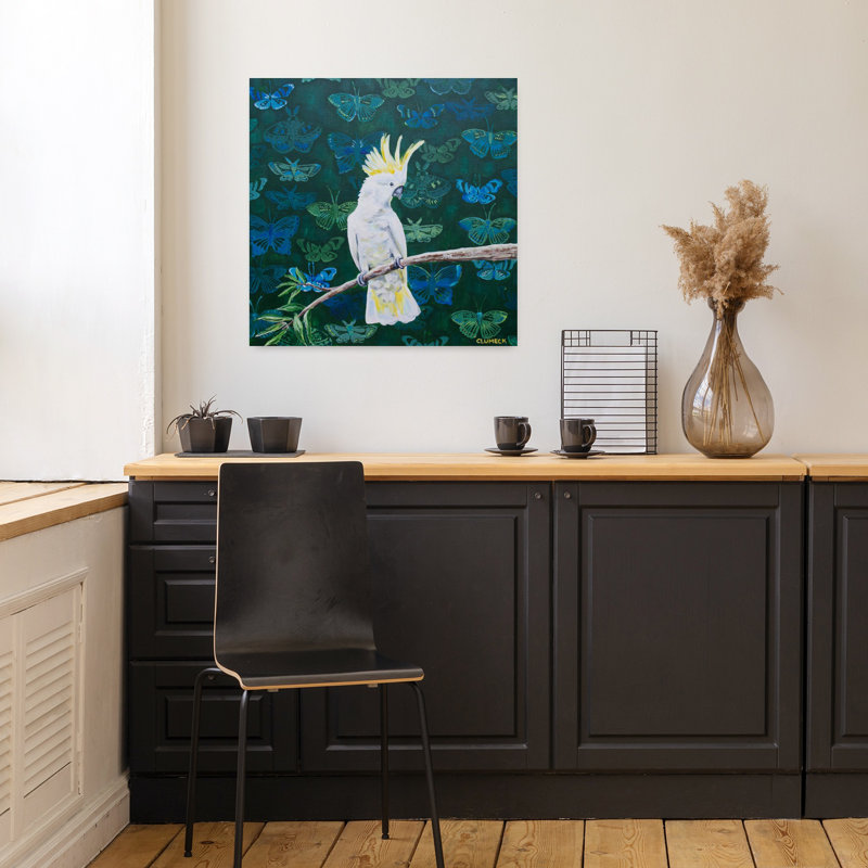 Art de la faune tropicale à papillon à crête jaune, H 18 po x l 18 po