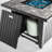 Raelynn 25” H x 32'' W Outdoor Propane Fire Pit Table with Glass Wind Guard, Lid and Hideaway Gas Tank Seat, Marble Ceramic Tabletop, Fence Base Unique Design 50,000 BTU