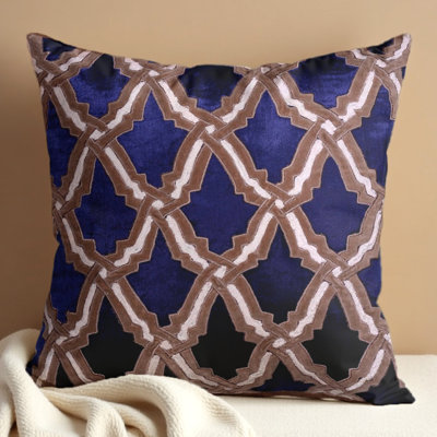 Ensemble de housses de coussin en lin bleu marine en velours avec broderie - décoration de chambre de Noël 18 po x 18 po