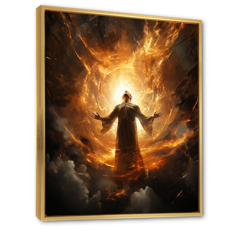 «Powerful Superhero II - Superheros», reproduction sur toile, Cadre flottant doré, H 32 po x l 16 po x P 1 po
