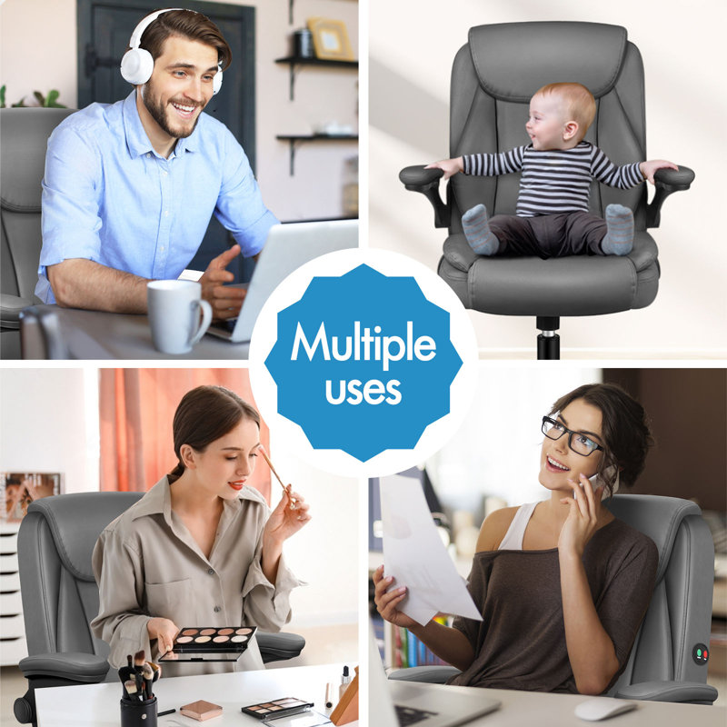 Office Chair, Gray, 53 cm H, Polyurethane