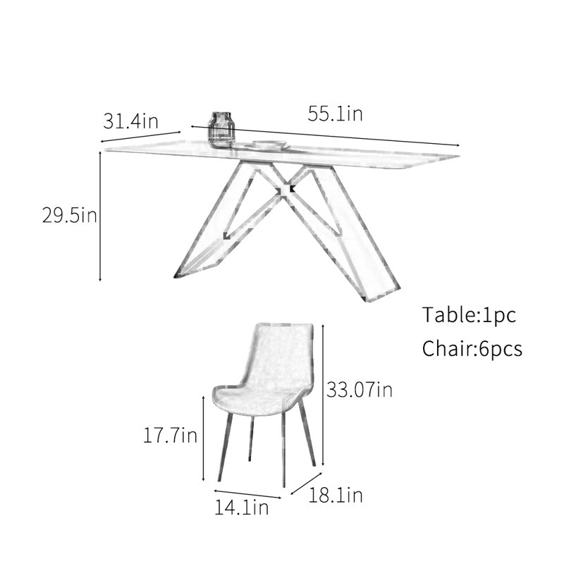 Maisonet Dining Set, 29.5"H x 55.1"L x 31.4"W