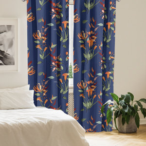 East Urban Home Retro Floral Curtains Wild Flowers Garden Pair 427802