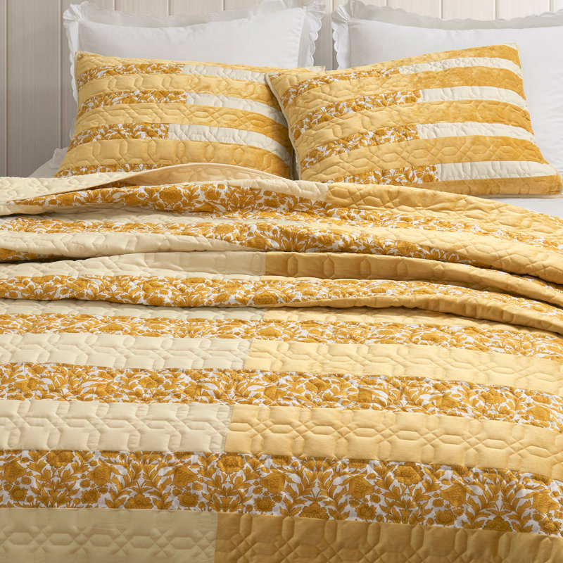 Ensemble de courtepointe en microfibre Wonderful Patchwork, Courtepointe très grand + 2 très grandes taies d, Ginger