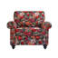 Upholstered Cotton Blend and Herringbone Armchair-1493663647
